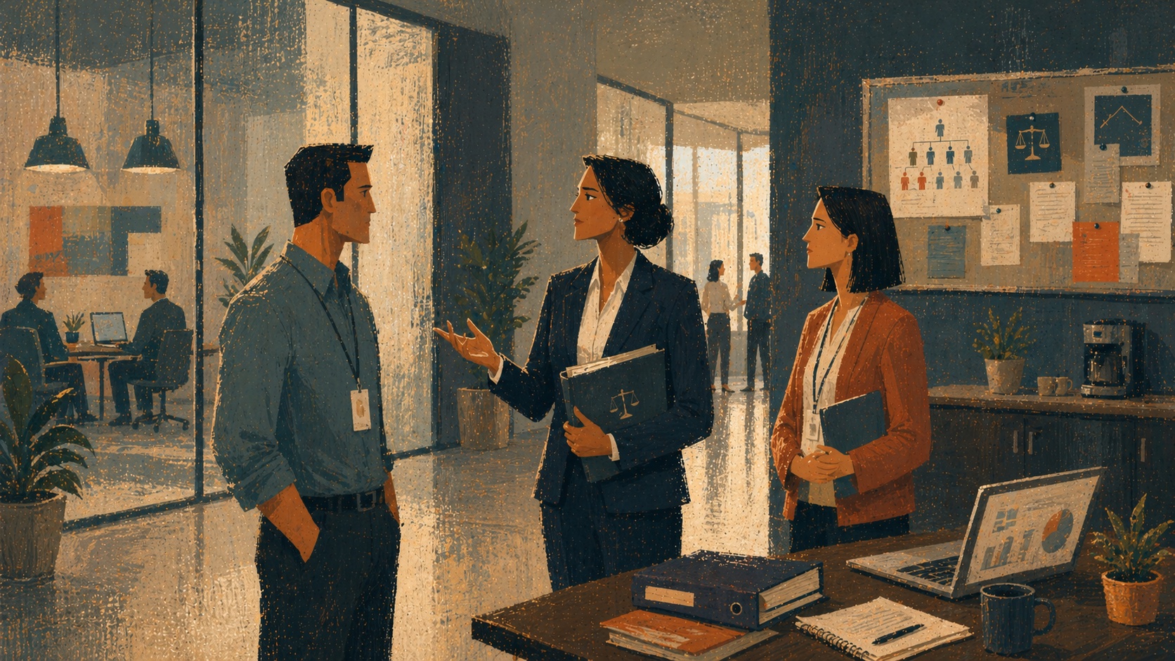 Illustration of an employment lawyer handling a workplace investigation